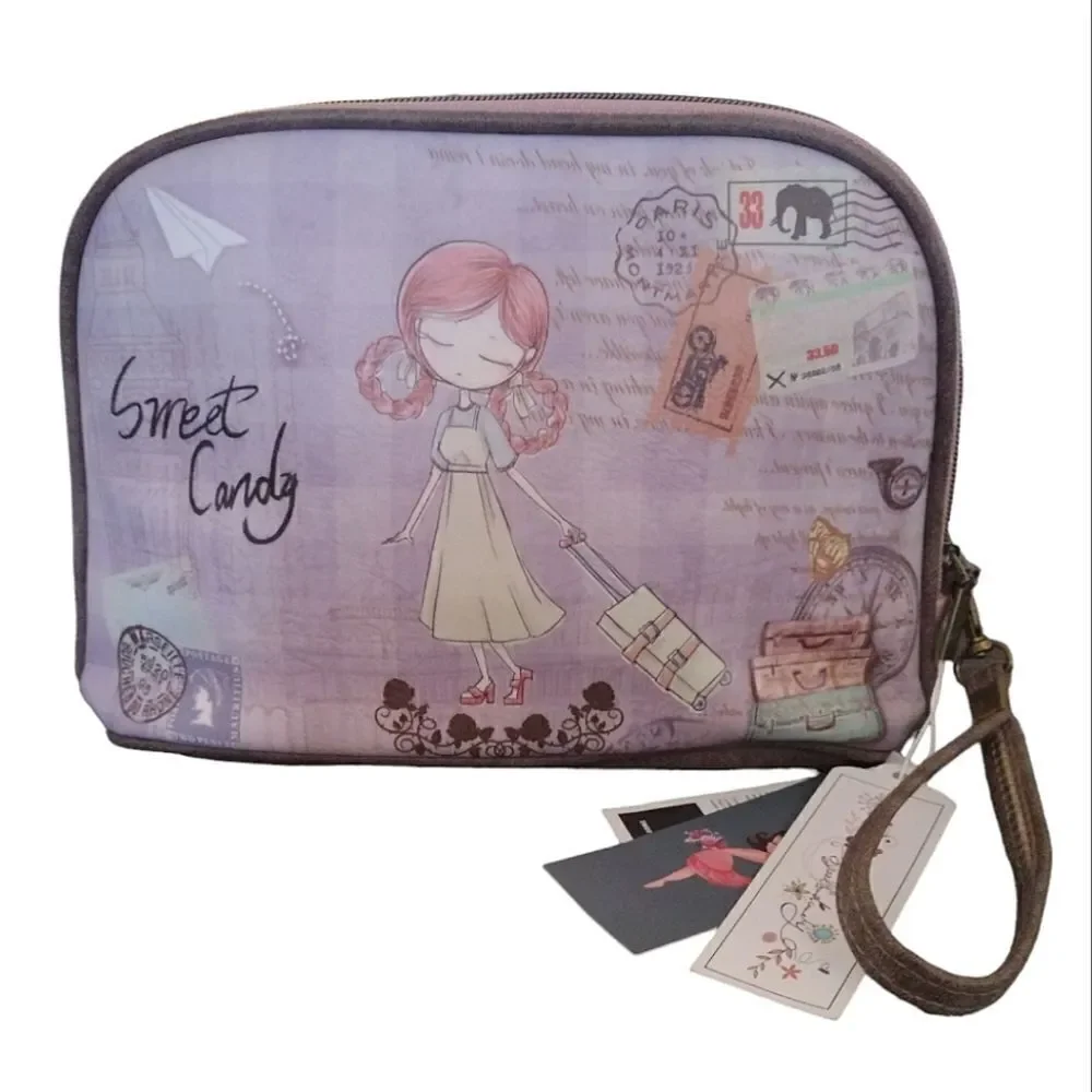 Sweet‎ And Candy Purple Sweet Candy Printed Travel Toiletries Bag NWT Makeup Bag